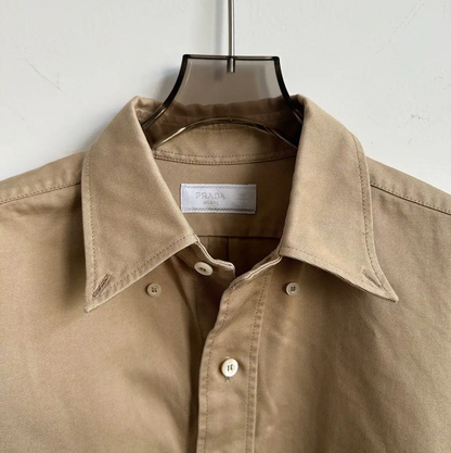 Prada Men's Khaki Cotton Short Sleeve Shirt