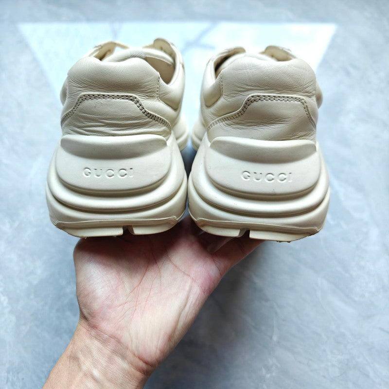 Gucci Rhython Leather Sneakers in Beige 0079