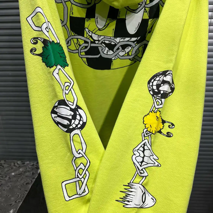 Chrome Hearts Spring Neon Yellow Long Sleeve Hoodie 0089