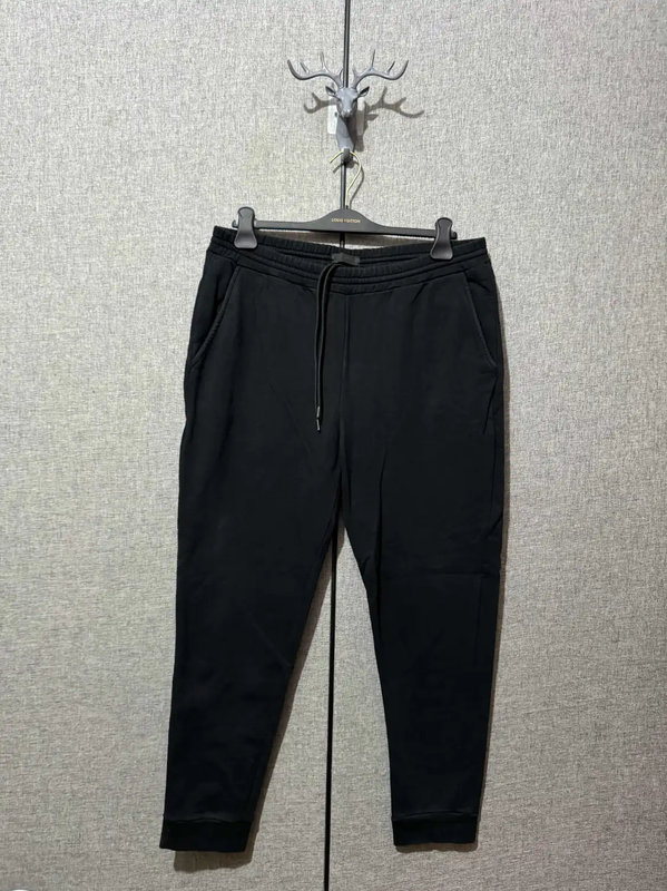 Prada Black Cotton Logo Embroidered Casual Pants