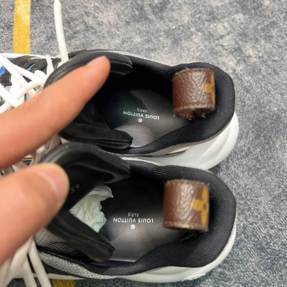 Louis Vuitton Leather Sports Sneakers in Black and Blue 0079