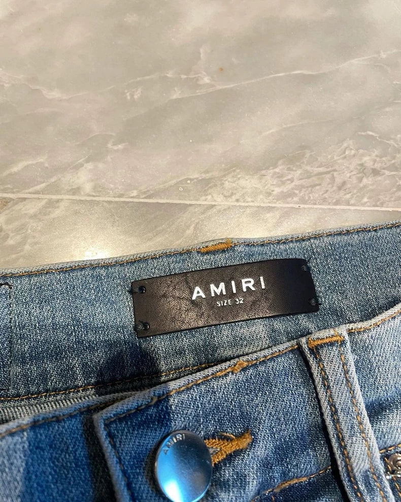 Amiri Blue Watercolor Rendered MX1 Jeans