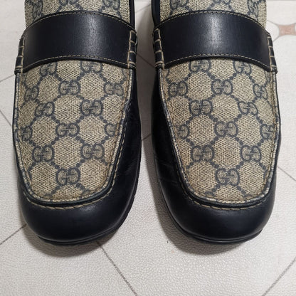 Gucci Blue GG Print Leather Loafers 0079