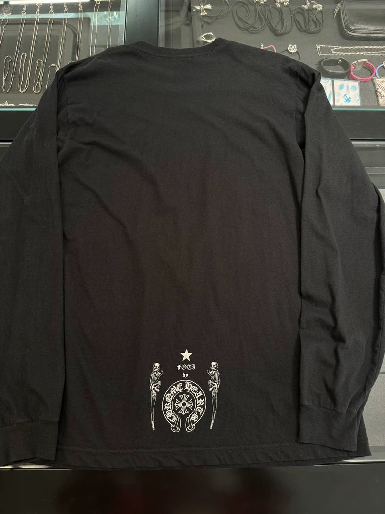 Chrome Hearts Black Skull Long Sleeve Shirt-yf