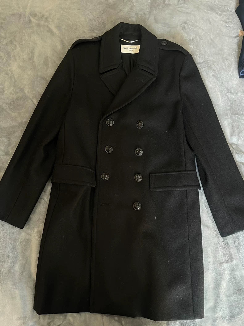 Saint Laurent Black Wool Coat