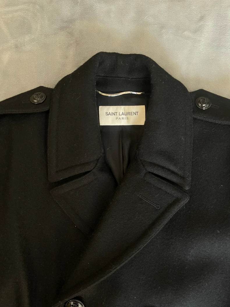 Saint Laurent Black Wool Coat