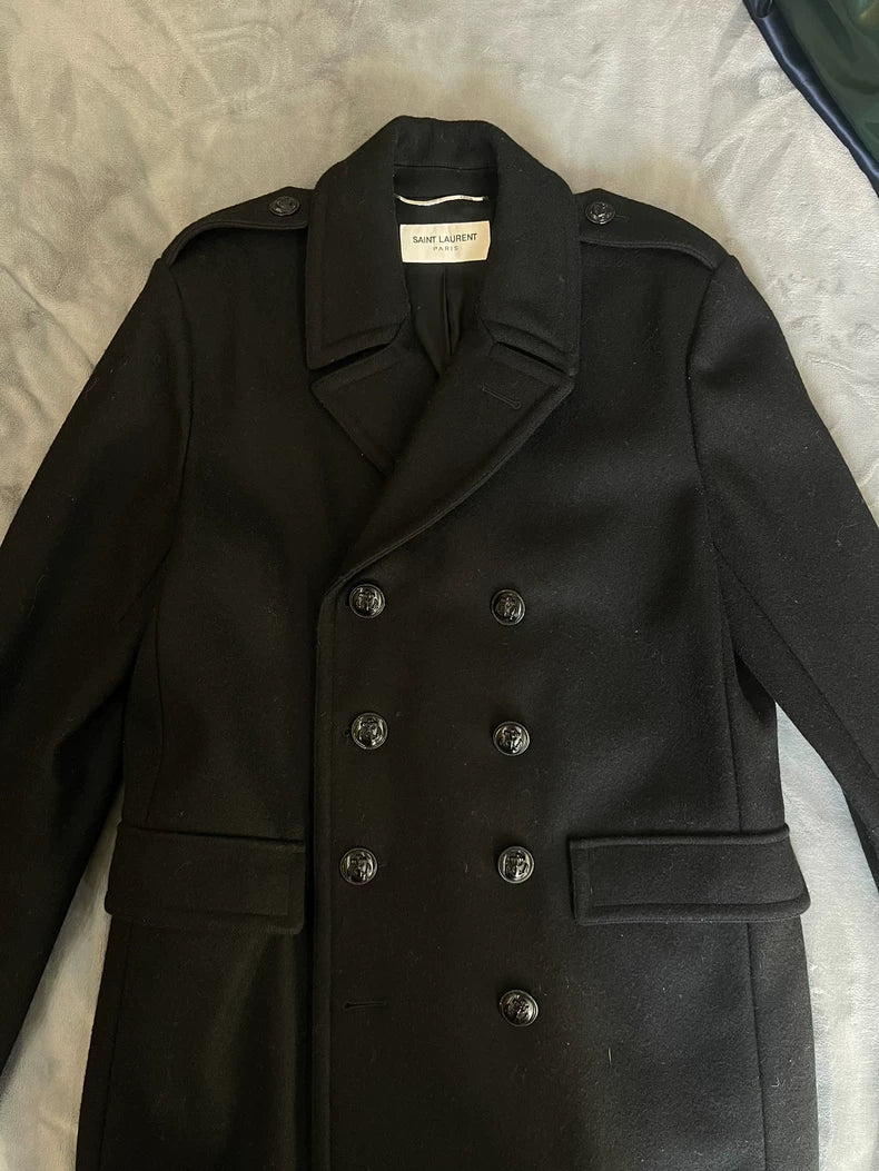 Saint Laurent Black Wool Coat