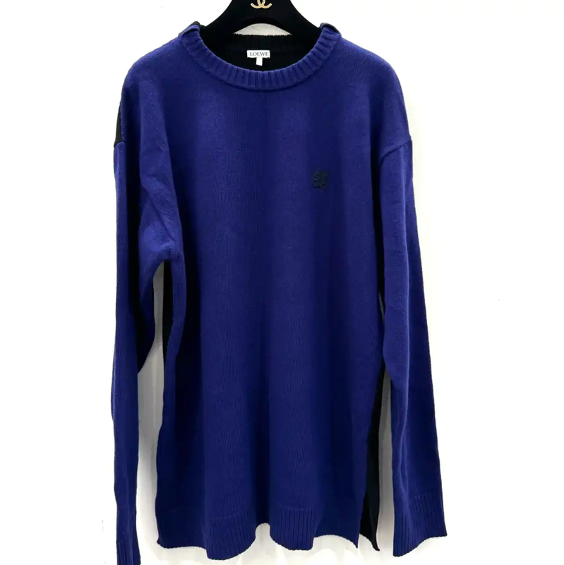 Loewe Blue Cotton Knitted Sweater for Men 0089
