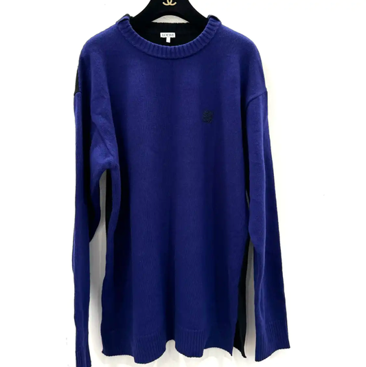 Loewe Blue Cotton Knitted Sweater for Men 0089