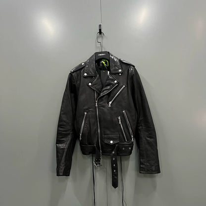 Amiri Moto Leather Jacket with Zippers