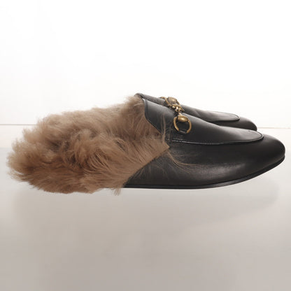 Gucci Black Lambskin Flat Mule Slippers 0079