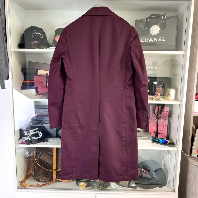 Prada Burgundy Cotton Mid-Length Men's Coat