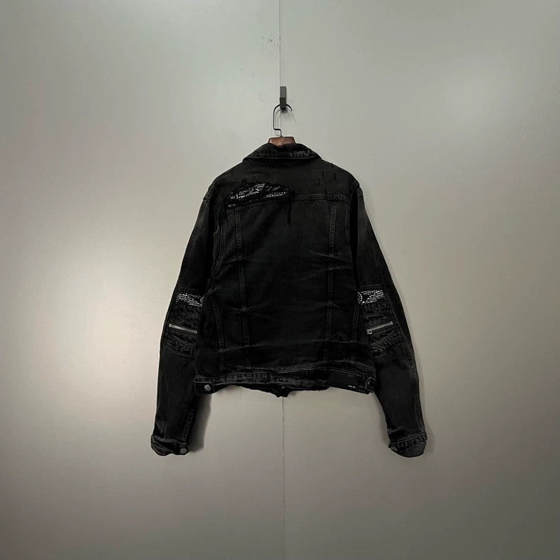 AMIRI Patchwork Zipper Denim Jacket