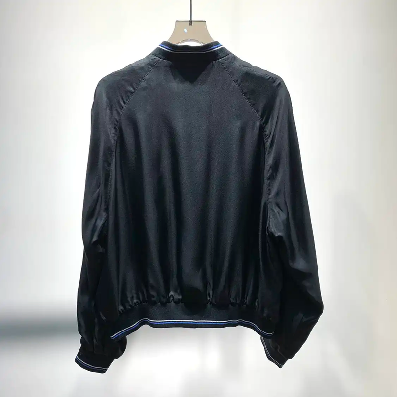 Prada Black Men's Jacket with Blue Stripes