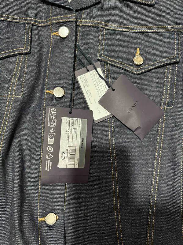 Prada Black Gray Cotton Logo Embroidered Jacket