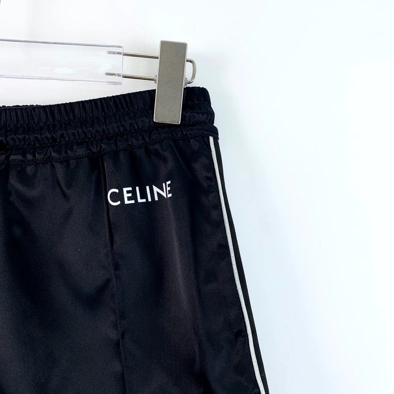 Celine Black Logo Drawstring Casual Shorts
