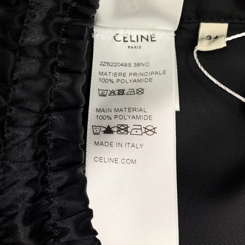 Celine Black Logo Drawstring Casual Shorts