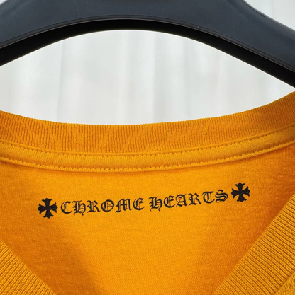 Chrome Hearts Yellow Logo Print Short Sleeve T-Shirt 0089