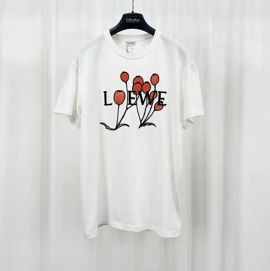 Loewe Embroidered Logo White T-Shirt for Men 0089