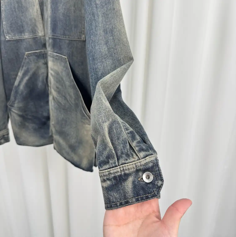 Rick Owens Blue Long Sleeve Cotton Jacket 0089