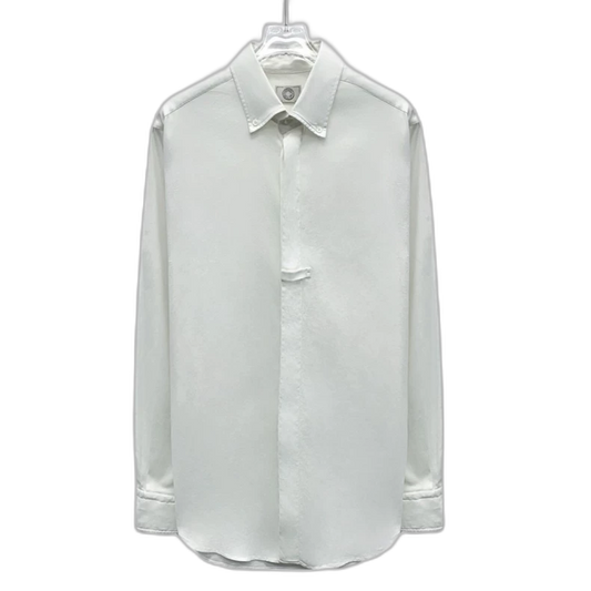 Hermes White Cotton Long Sleeve Shirt M Size