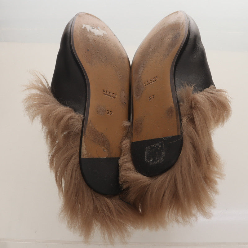 Gucci Black Lambskin Flat Mule Slippers 0079