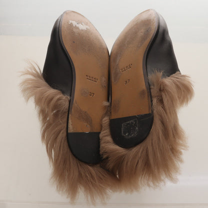 Gucci Black Lambskin Flat Mule Slippers 0079