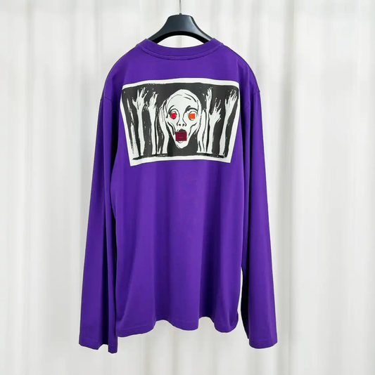 Acne Studios Long Sleeve Purple Logo T-Shirt