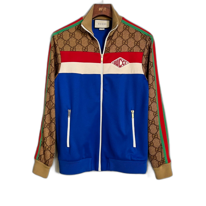 Gucci Blue Color Block Logo Jacket