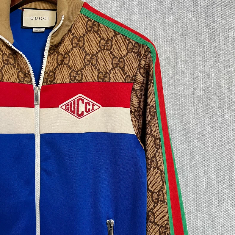 Gucci Blue Color Block Logo Jacket