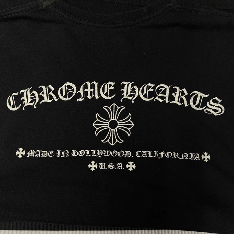CH Chrome Hearts Black Print Short Sleeve Tee-yf