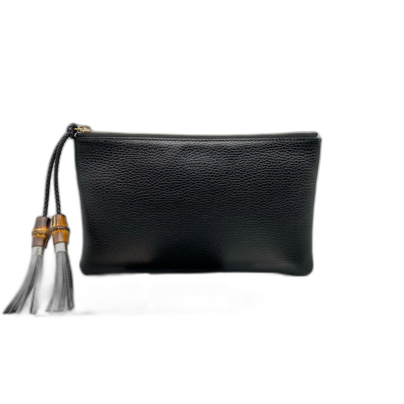 Gucci Leather Bamboo Fringe Clutch