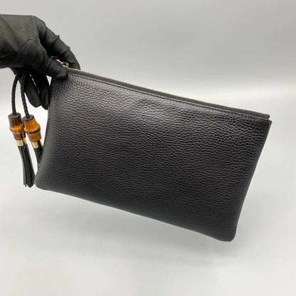 Gucci Leather Bamboo Fringe Clutch