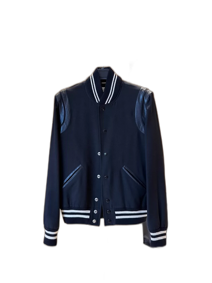 Saint Laurent Baseball Jacket with Lambskin Panels