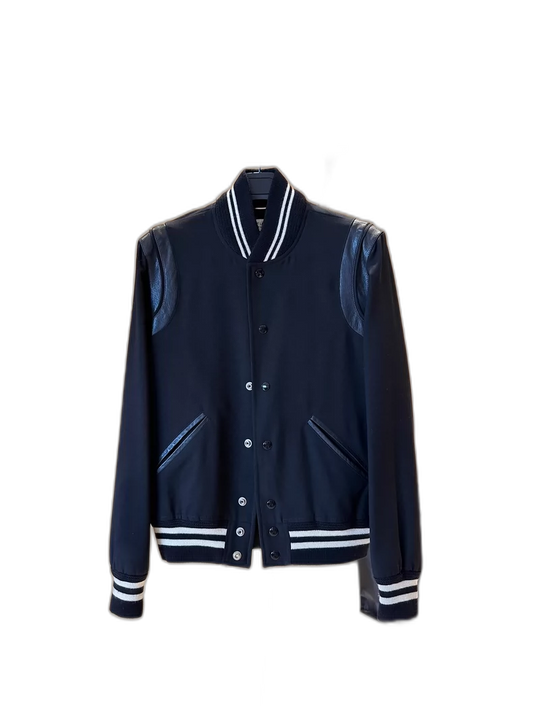 Saint Laurent Baseball Jacket with Lambskin Panels