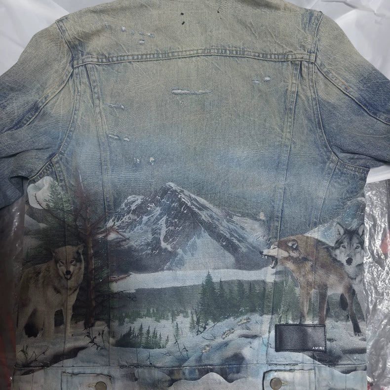 Amiri Snow Wolf Denim Jacket Size M