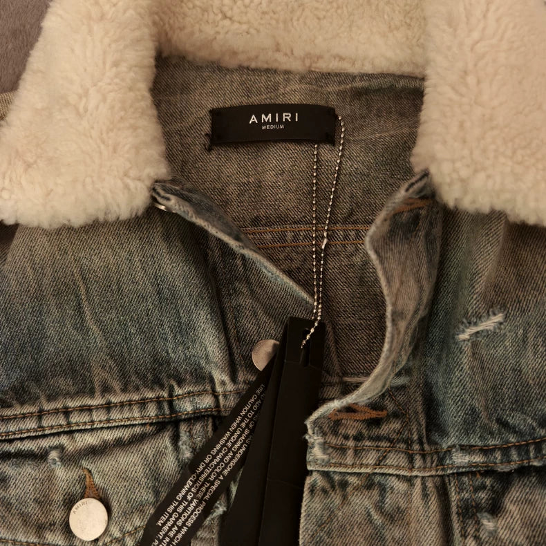 Amiri Snow Wolf Denim Jacket Size M