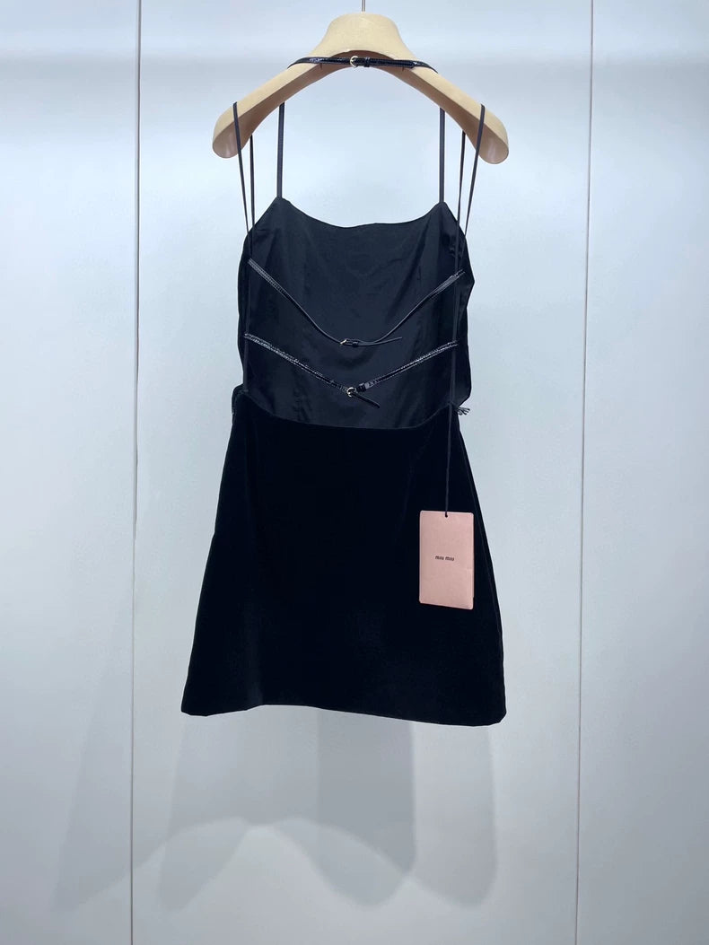 miumiu Black Velvet Backless Dress