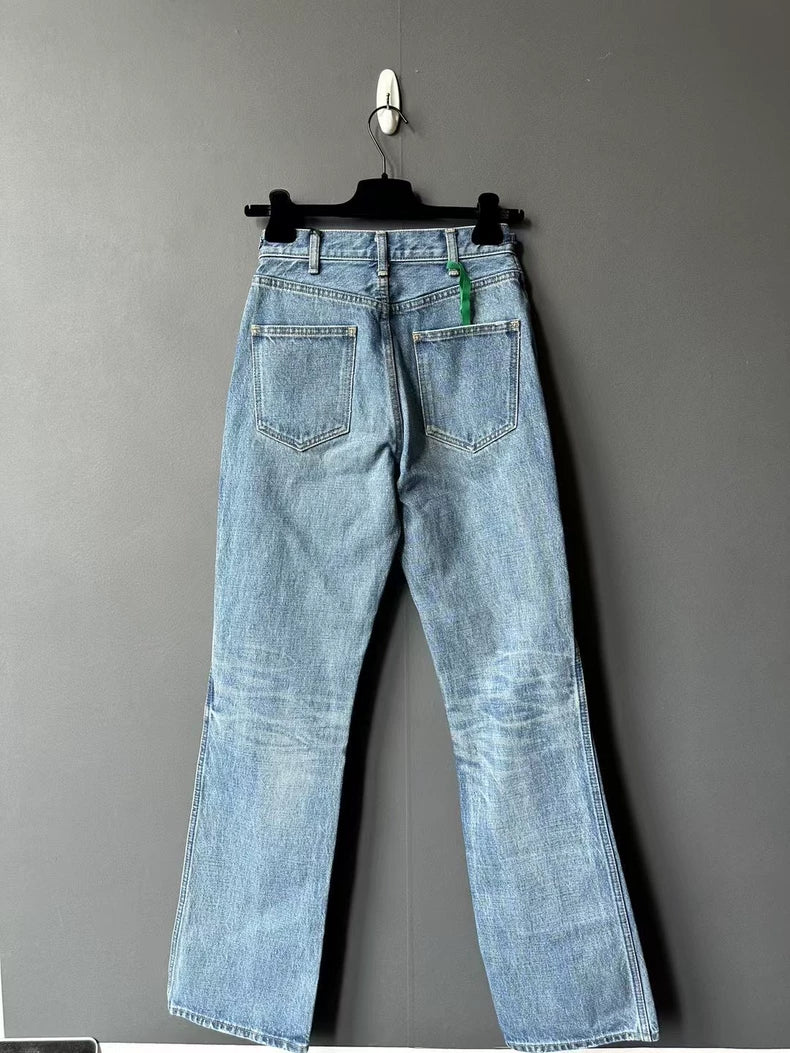 Celine Jane Denim Pants with Gold Buckle