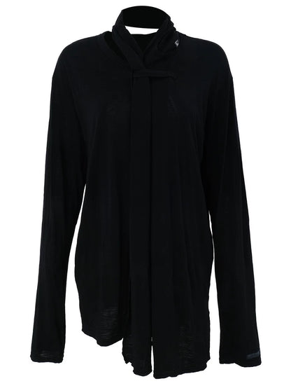 Black Long Sleeve Wrap Top