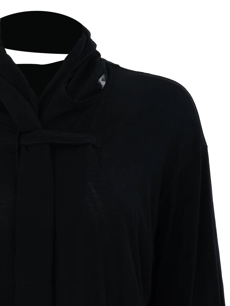 Black Long Sleeve Wrap Top