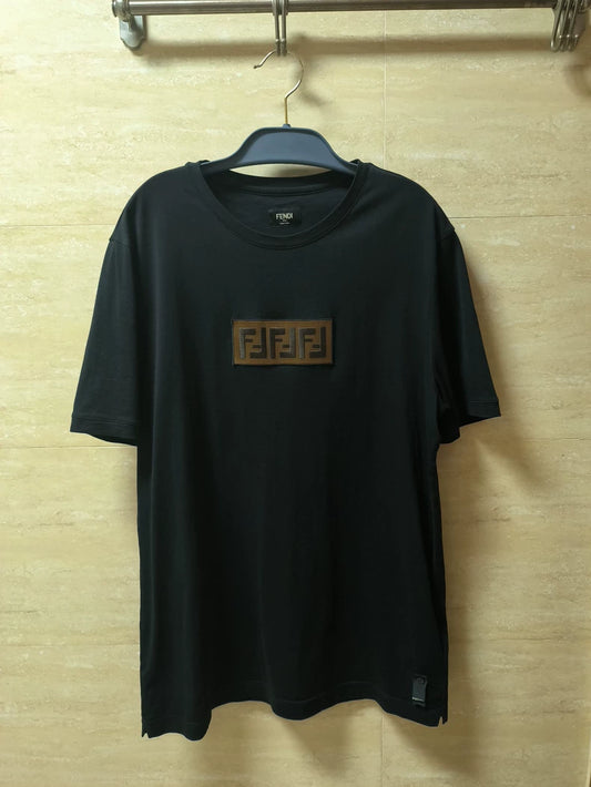Fendi Men's FF Embroidered Black T-Shirt-yf