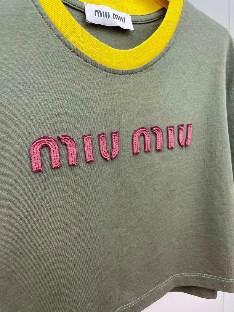 miumiu Colorblock Cropped T-Shirt