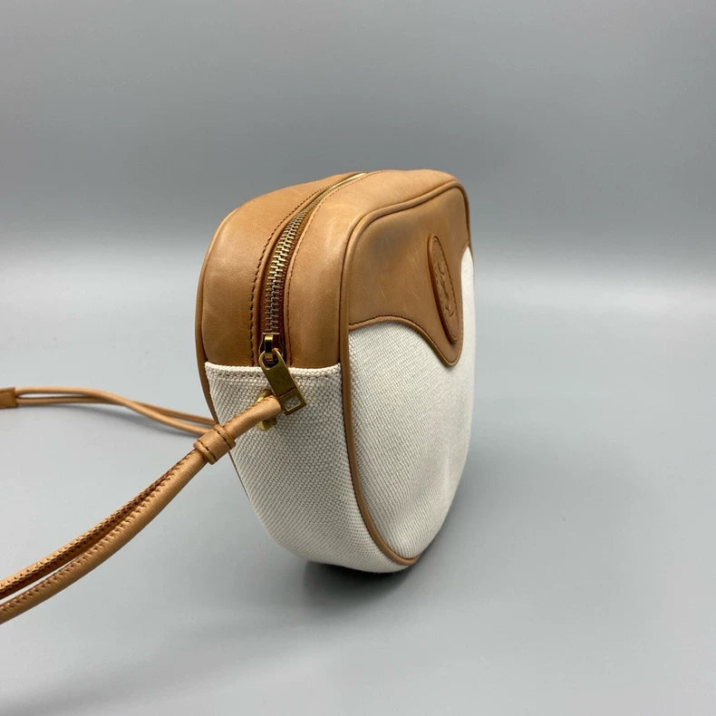 Saint Laurent Canvas and Leather Crossbody Bag