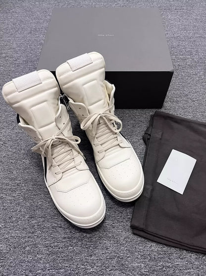 Rick Owens Geobasket White Sneakers-yf