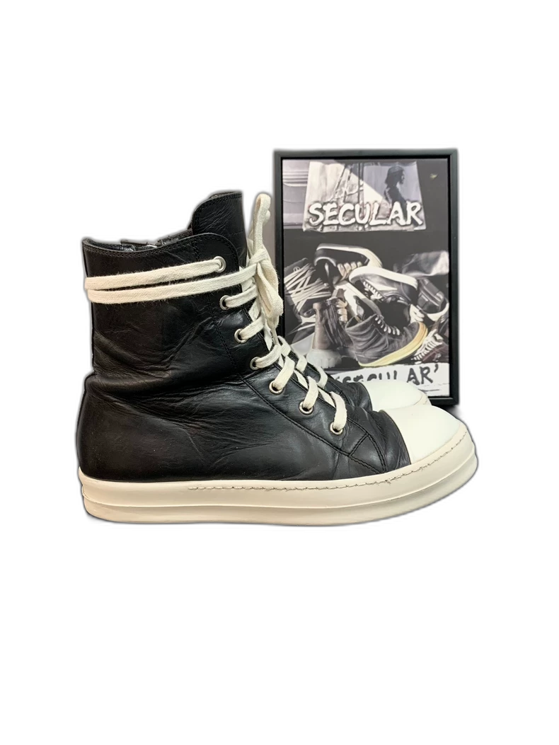 Rick Owens High Top Sneakers Black and White-yf