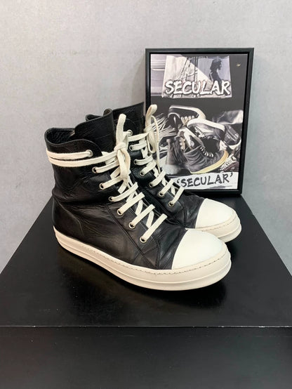 Rick Owens High Top Sneakers Black and White-yf