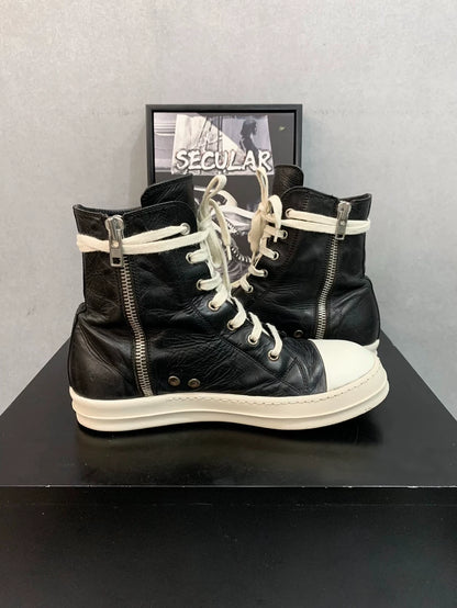 Rick Owens High Top Sneakers Black and White-yf