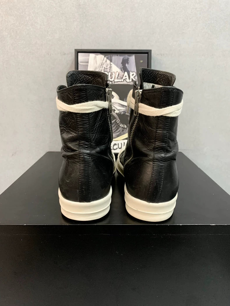 Rick Owens High Top Sneakers Black and White-yf