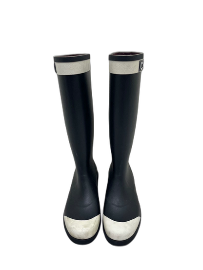 Chanel Black and White Rain Boots